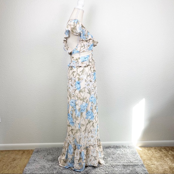 For Love & Lemons Cadence Maxi Dress Ruffle Floral - Picture 5 of 16